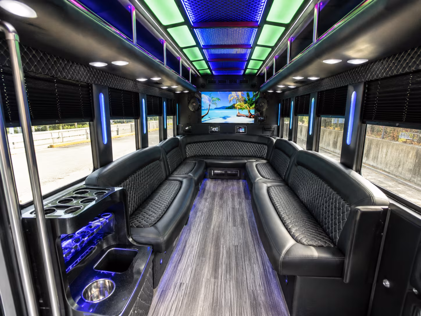 vacaville 18 passenger party bus inside