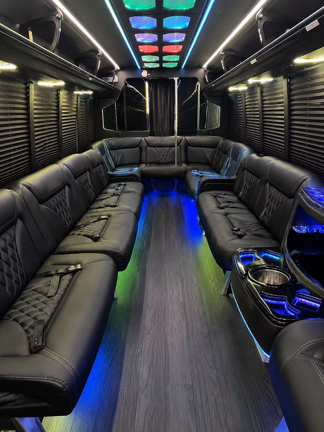 vacaville 20 passenger party bus interior
