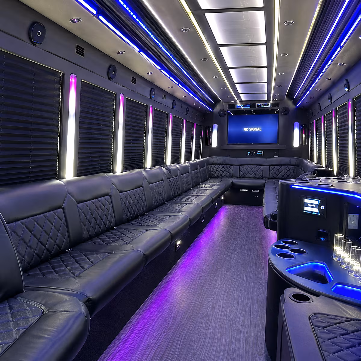 vacaville 30 passenger party bus inside