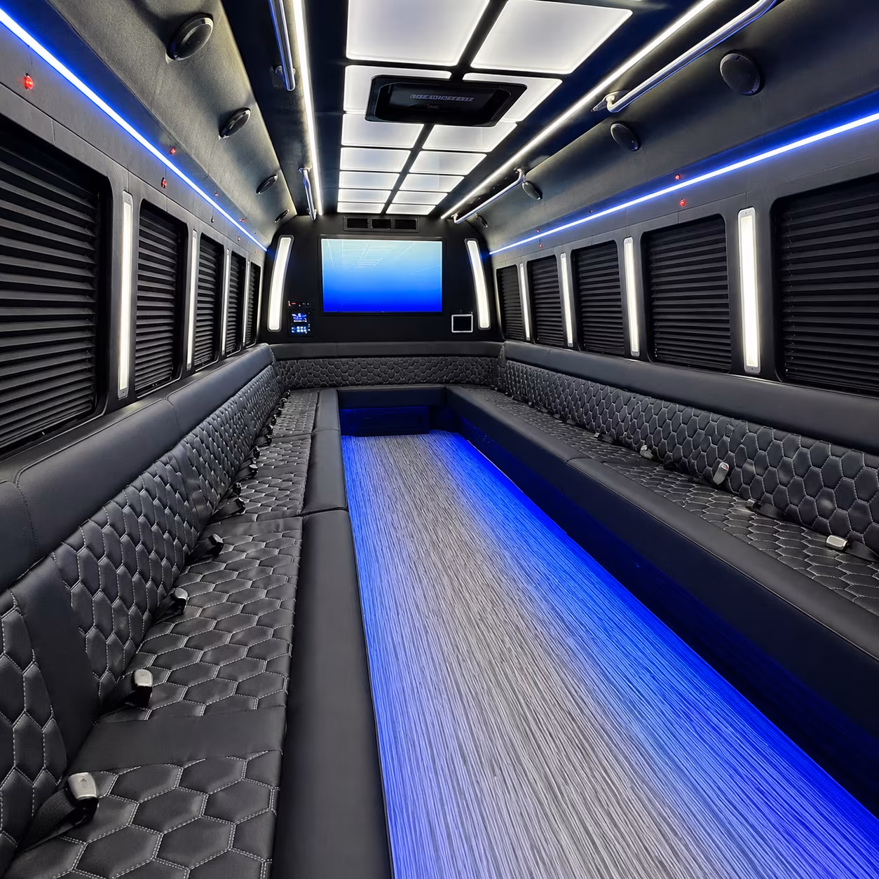 vacaville 50 passenger party bus inside